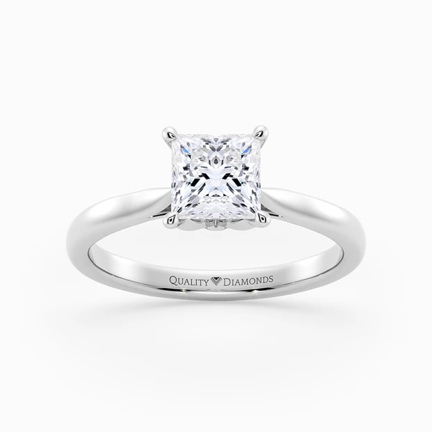 Princess Flor Diamond Ring in 9K White Gold