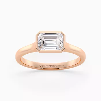 Emerald East-West Carina Diamond Ring in 18K Rose Gold