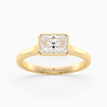 Radiant East-West Carina Diamond Ring in 9K Yellow Gold