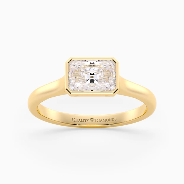 Radiant East-West Carina Diamond Ring in 9K Yellow Gold
