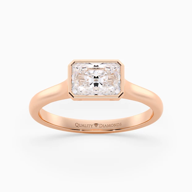 Radiant East-West Carina Diamond Ring in 9K Rose Gold