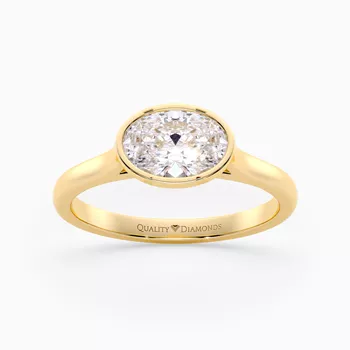 Oval East-West Carina Diamond Ring in 9K Yellow Gold