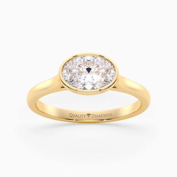 Oval East-West Carina Diamond Ring in 18K Yellow Gold