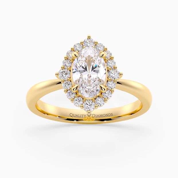 Diamond Set Oval Dolce Diamond Ring in 18K Yellow Gold