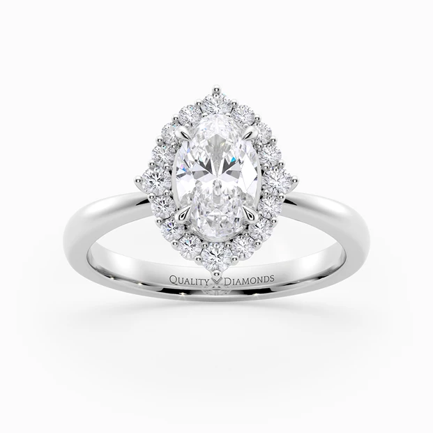 Diamond Set Oval Dolce Diamond Ring in 18K White Gold