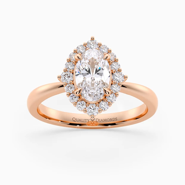 Diamond Set Oval Dolce Diamond Ring in 18K Rose Gold