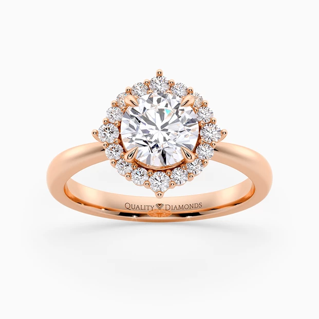 Diamond Set Round Brilliant Dolce Diamond Ring in 18K Rose Gold