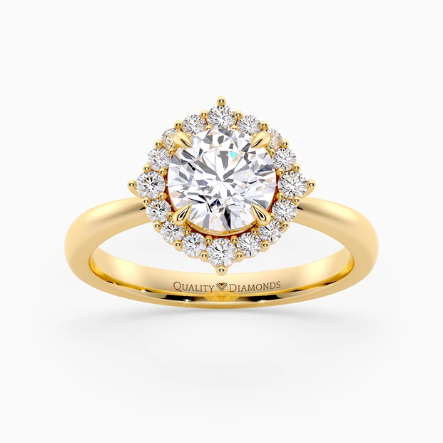 Diamond Set Round Brilliant Dolce Diamond Ring in 18K Yellow Gold