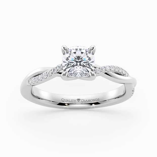 Diamond Set Cushion Grazia Diamond Ring in Palladium