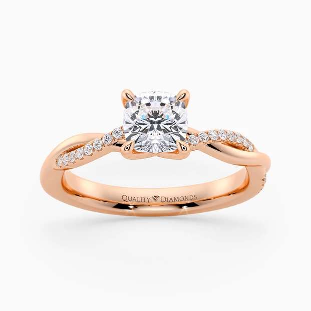 Diamond Set Cushion Grazia Diamond Ring in 18K Rose Gold