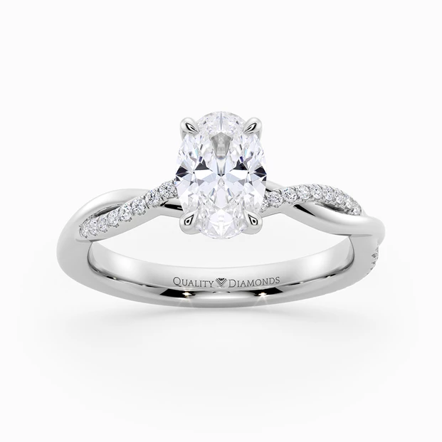 Diamond Set Oval Grazia Diamond Ring in Palladium