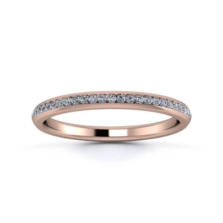 18K Rose Gold 2mm Half Channel Diamond Set Ring