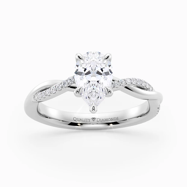 Diamond Set Pear Grazia Diamond Ring in Palladium