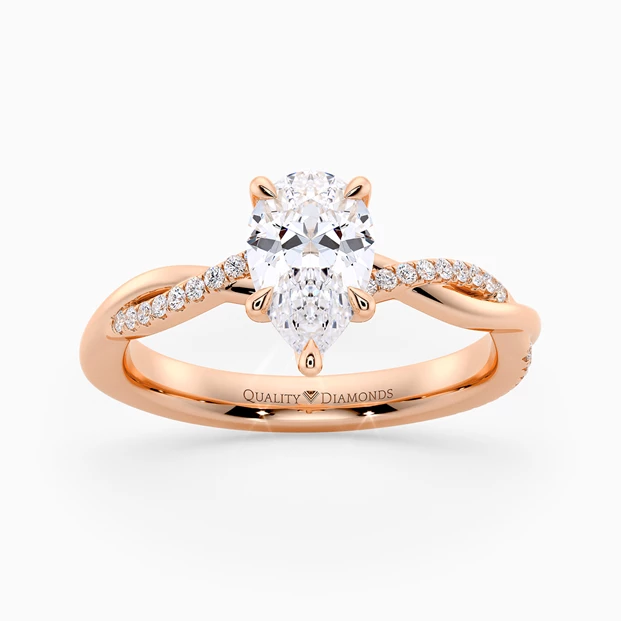 Diamond Set Pear Grazia Diamond Ring in 18K Rose Gold
