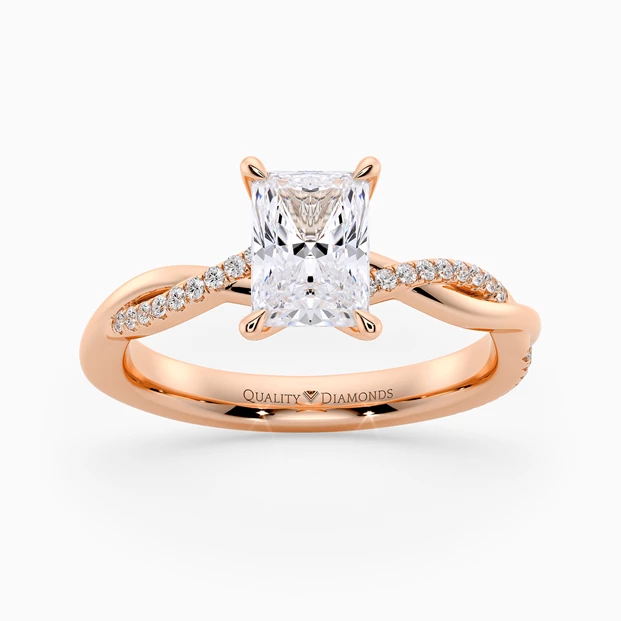 Diamond Set Radiant Grazia Diamond Ring in 9K Rose Gold
