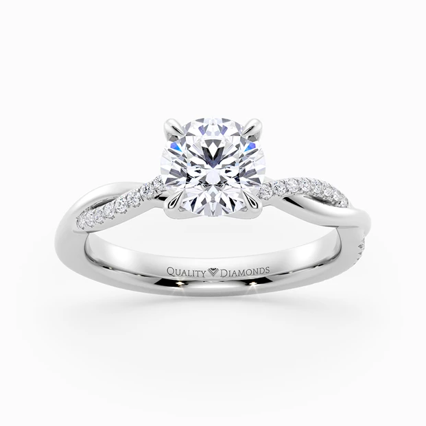 Diamond Set Round Brilliant Grazia Diamond Ring in Palladium