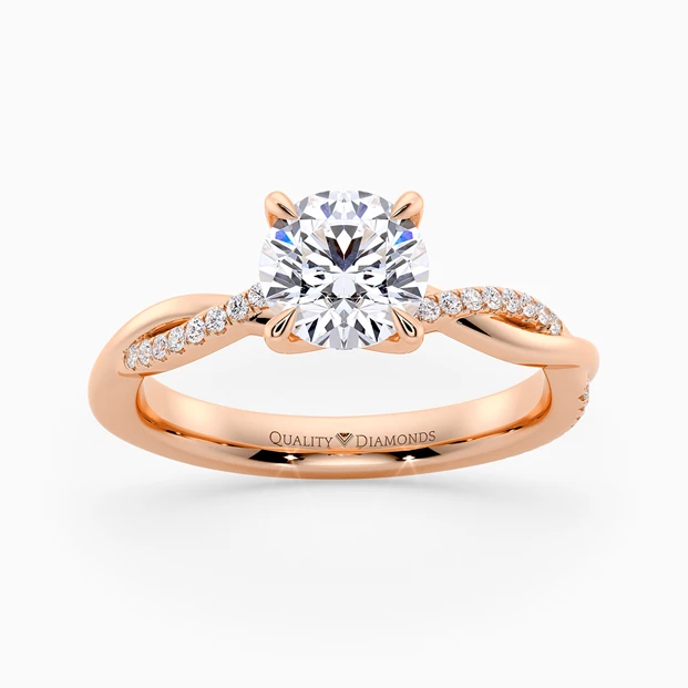 Diamond Set Round Brilliant Grazia Diamond Ring in 9K Rose Gold