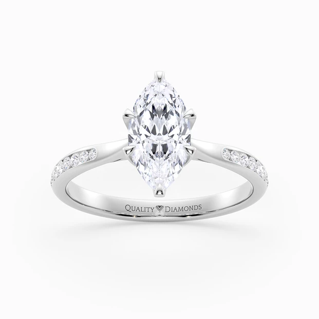 Six Claw Diamond Set Marquise Bellezza Diamond Ring in Palladium