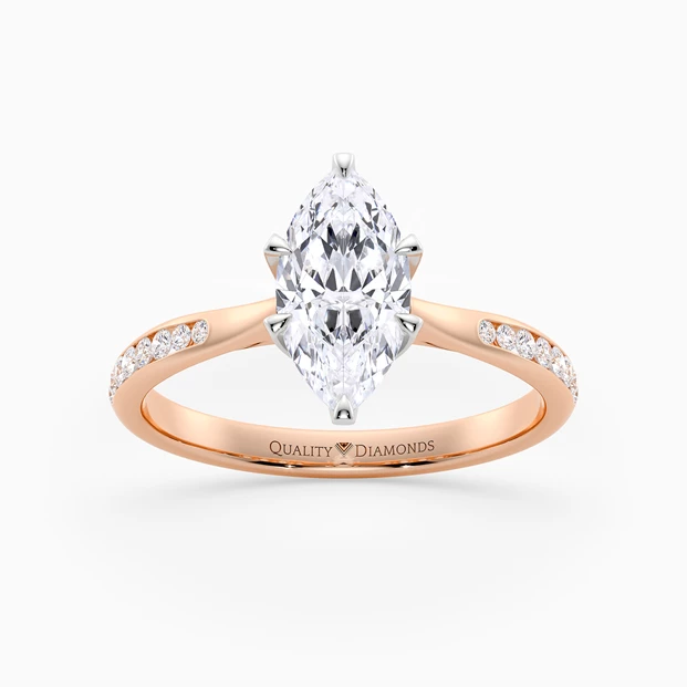 Six Claw Diamond Set Marquise Bellezza Diamond Ring in 18K Rose Gold