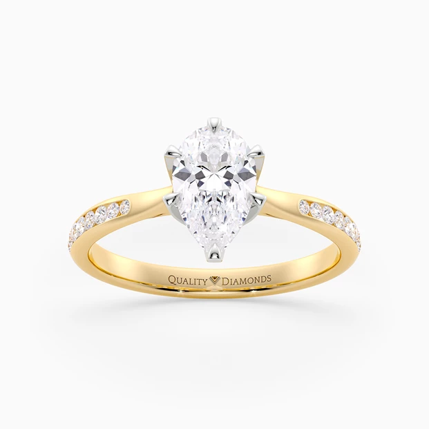 Six Claw Diamond Set Pear Bellezza Diamond Ring in 18K Yellow Gold