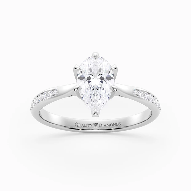 Six Claw Diamond Set Pear Bellezza Diamond Ring in Palladium