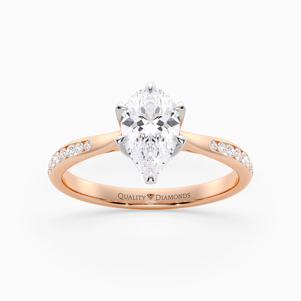 Six Claw Diamond Set Pear Bellezza Diamond Ring in 18K Rose Gold