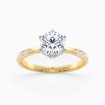 Six Claw Diamond Set Round Brilliant Bellezza Diamond Ring in 18K Yellow Gold
