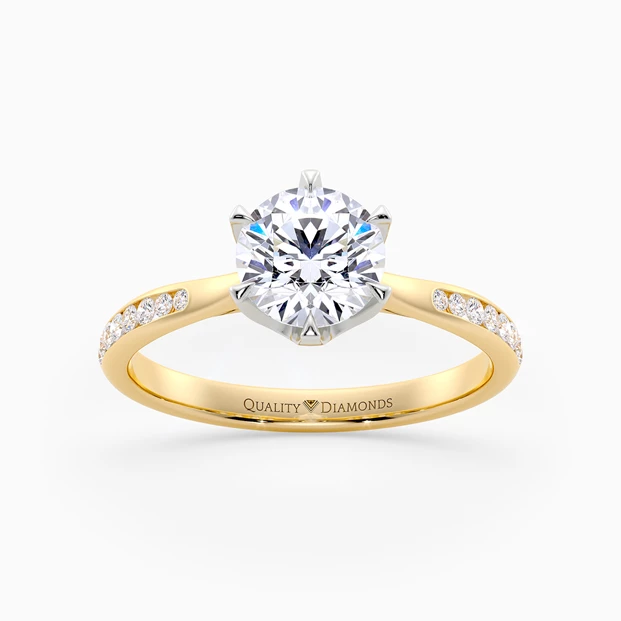 Six Claw Diamond Set Round Brilliant Bellezza Diamond Ring in 9K Yellow Gold
