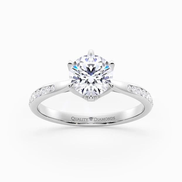 Six Claw Diamond Set Round Brilliant Bellezza Diamond Ring in Palladium