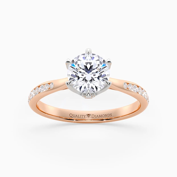 Six Claw Diamond Set Round Brilliant Bellezza Diamond Ring in 9K Rose Gold