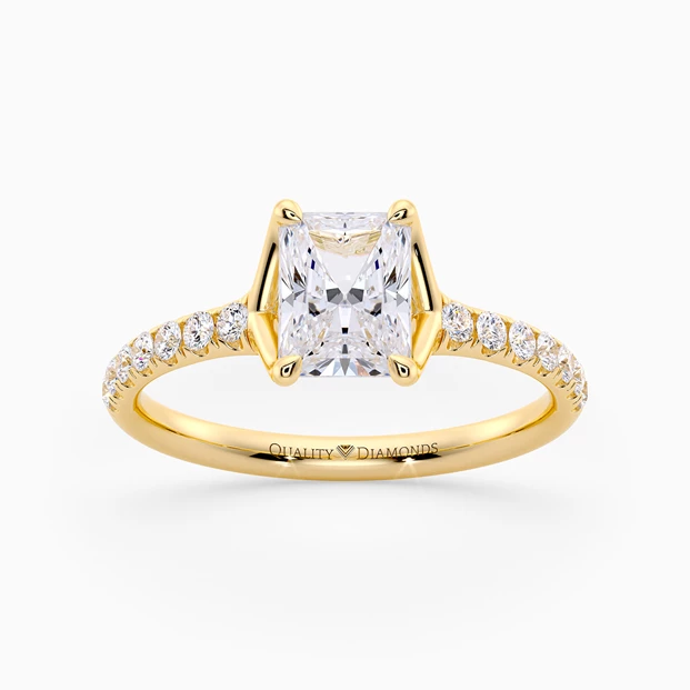 Diamond Set Radiant Aurelia Diamond Ring in 9K Yellow Gold