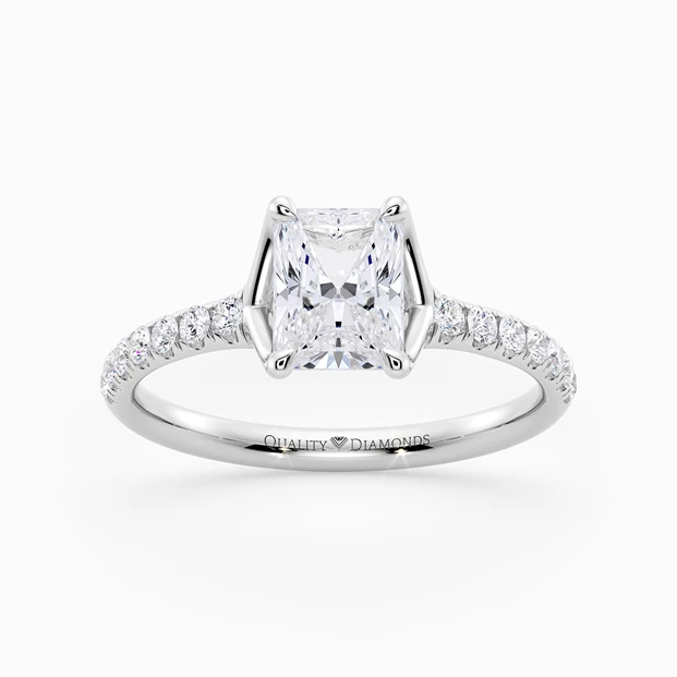 Diamond Set Radiant Aurelia Diamond Ring in Palladium