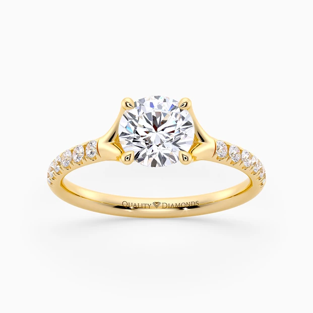 Diamond Set Round Brilliant Aurelia Diamond Ring in 18K Yellow Gold