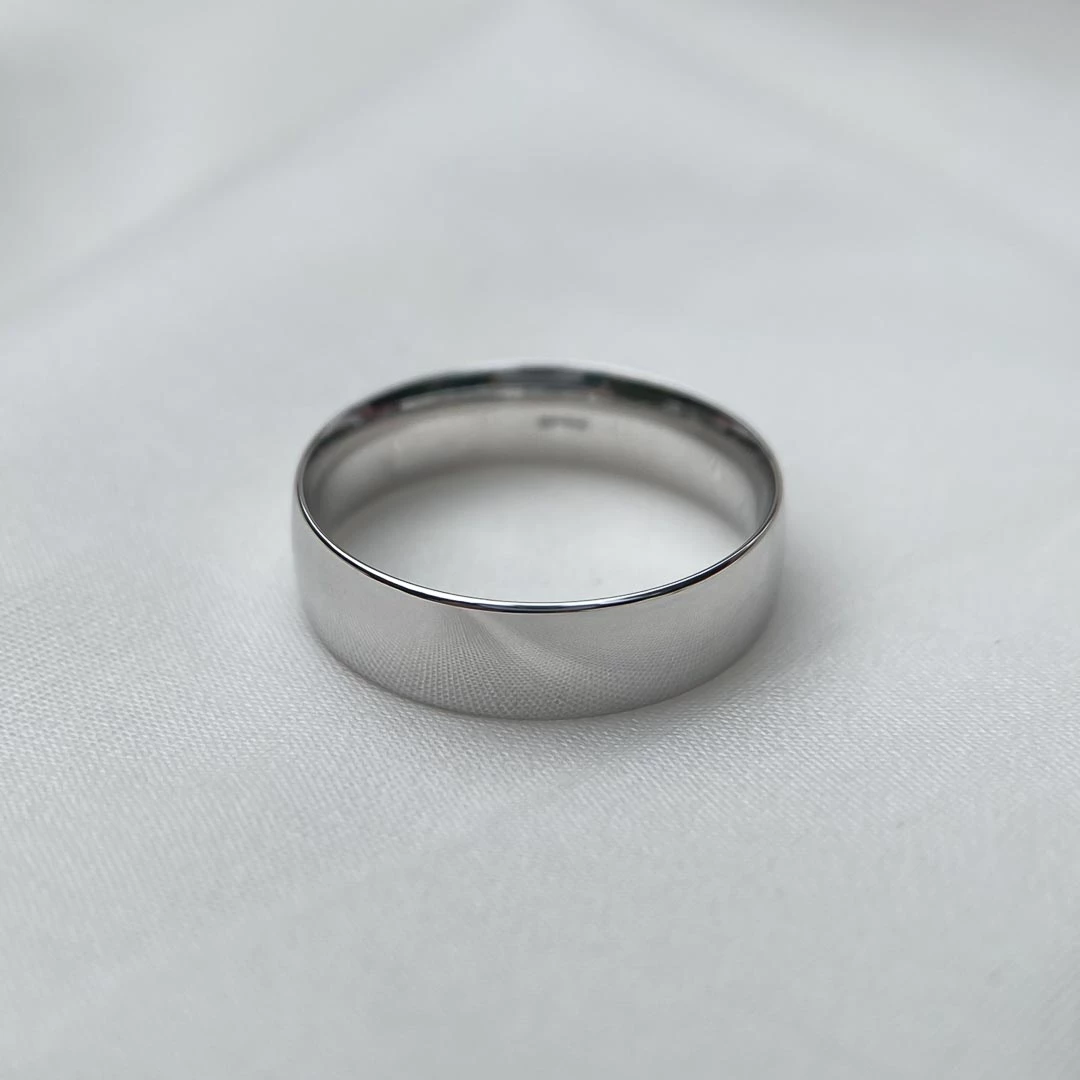 9K White Gold 6mm Traditional Court Light Weight Wedding Ring