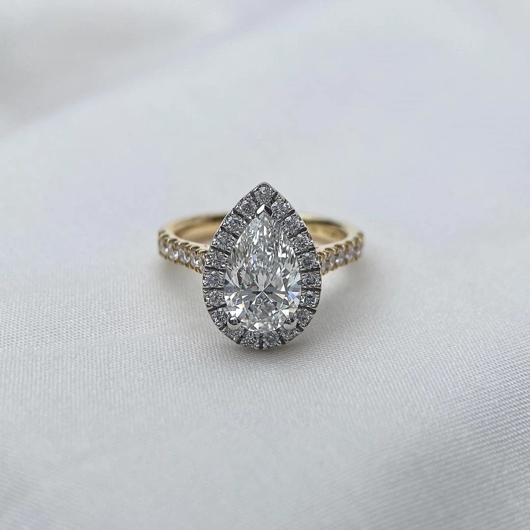 1.45ct Lab-Grown Pear Bijou Diamond Ring in 18K Yellow and White Gold