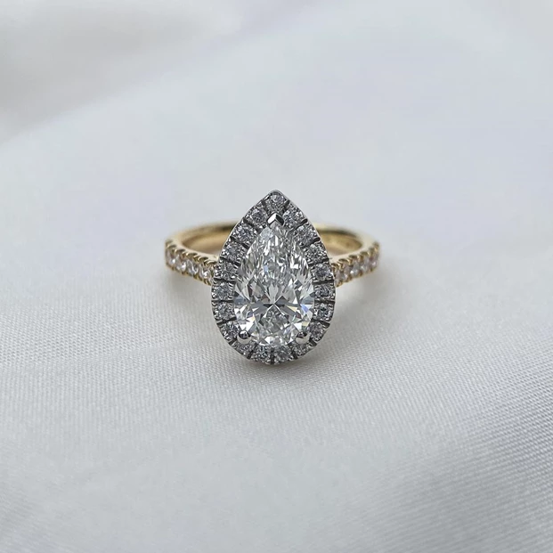 1.45ct Lab-Grown Pear Bijou Diamond Ring in 18K Yellow and White Gold