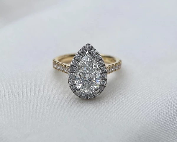 1.45ct Lab-Grown Pear Bijou Diamond Ring in 18K Yellow and White Gold
