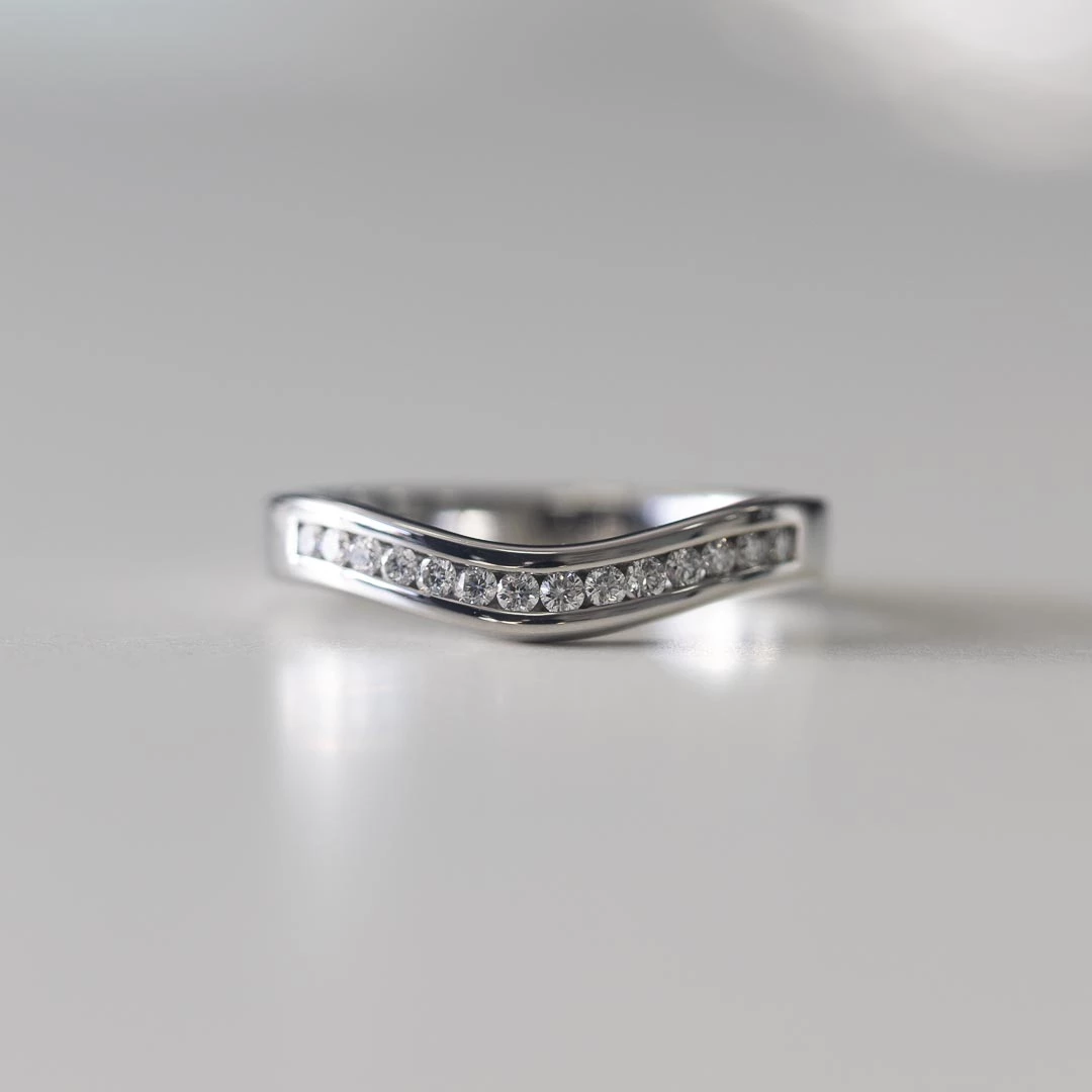 Platinum 2.9mm One Third Slight Wave Channel Set Diamond Ring