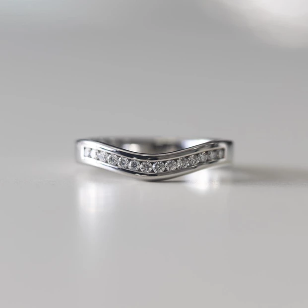 Platinum 2.9mm One Third Slight Wave Channel Set Diamond Ring