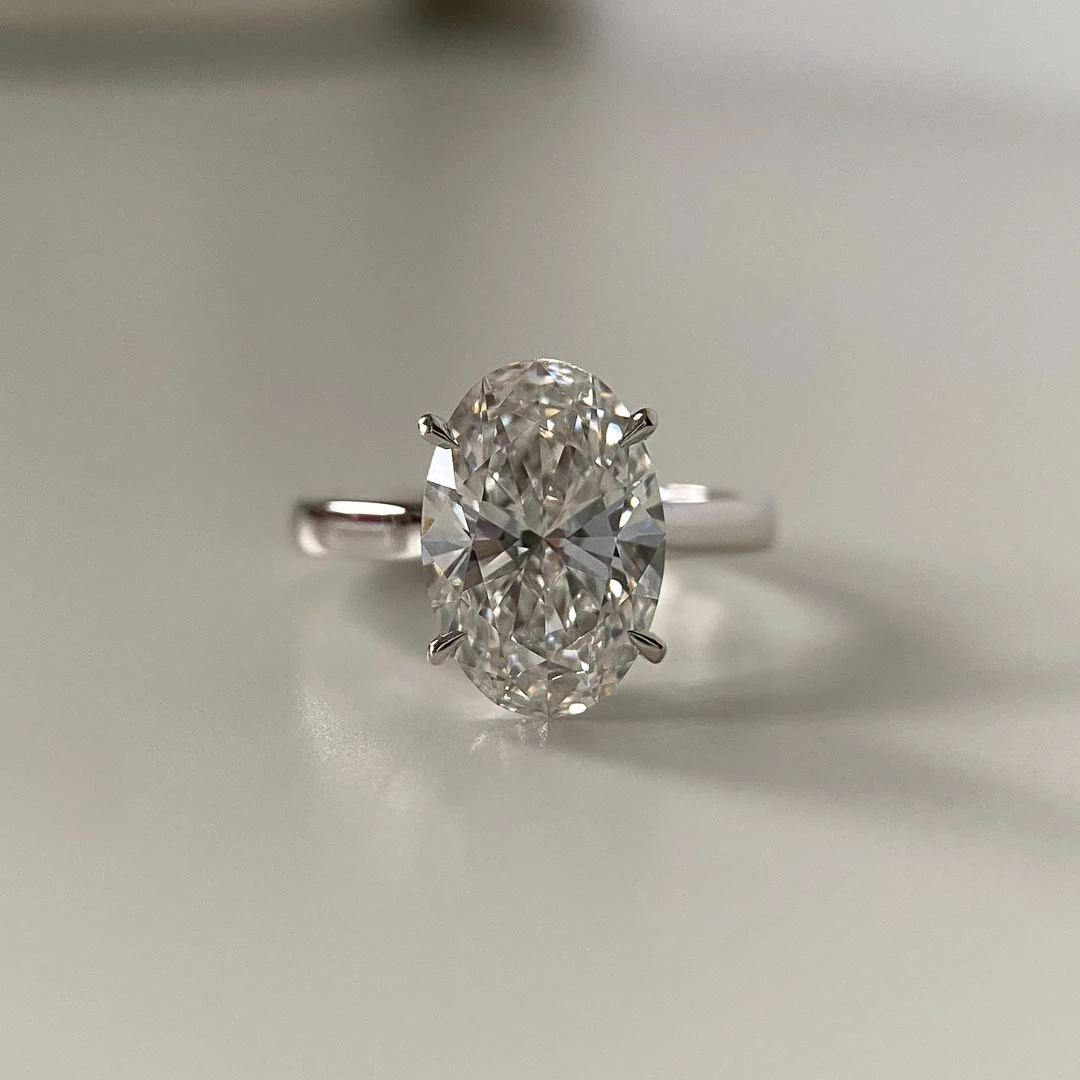 3.54ct Lab-Grown Oval Clara Diamond Ring in Platinum