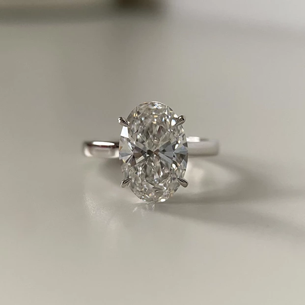 3.54ct Lab-Grown Oval Clara Diamond Ring in Platinum