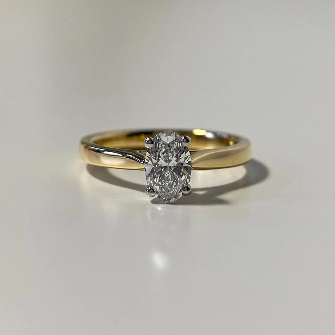 0.53ct Lab-Grown Oval Clara Diamond Ring in 18K Yellow and White Gold