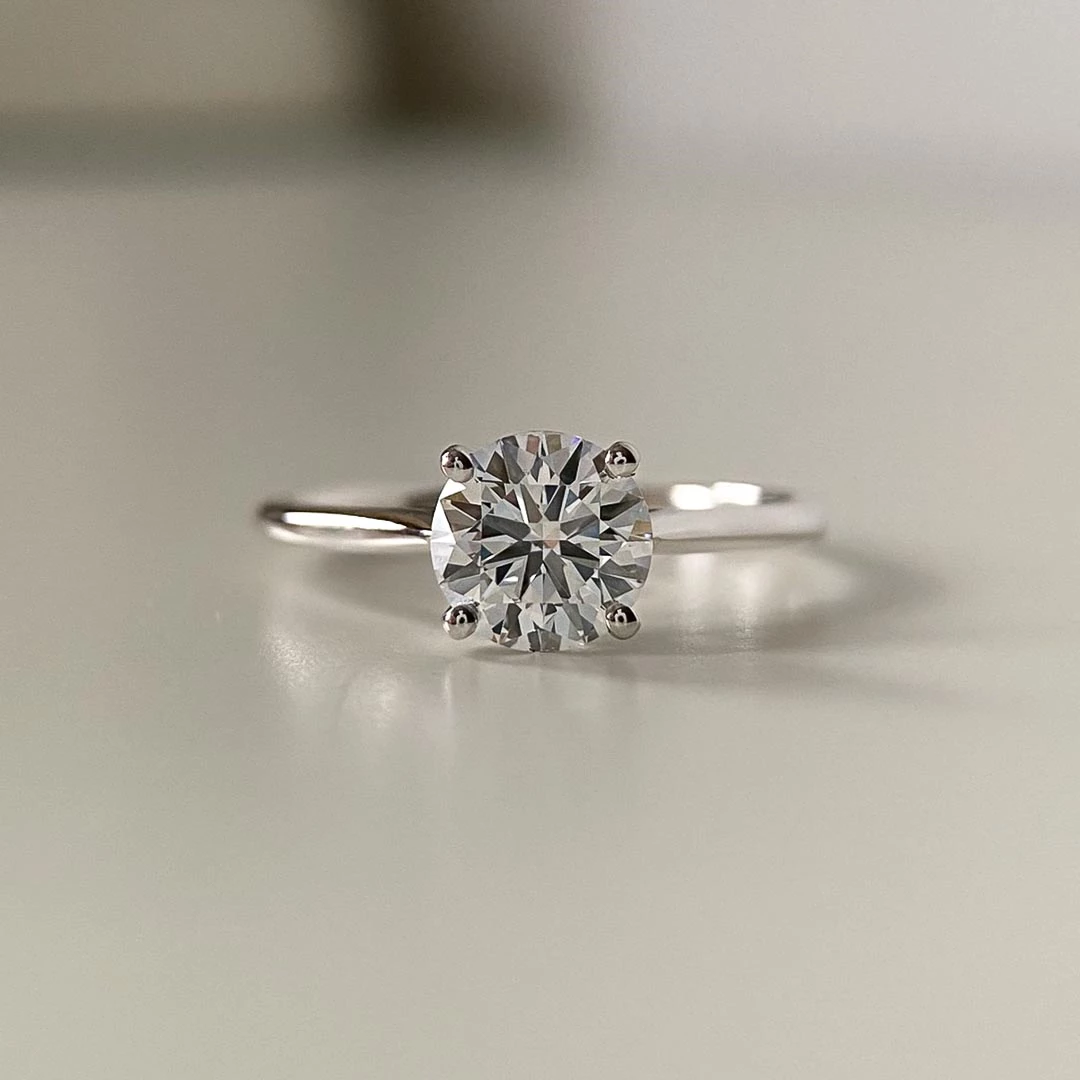 0.98ct Lab-Grown Round Brilliant Carys Diamond Ring in 18K White Gold