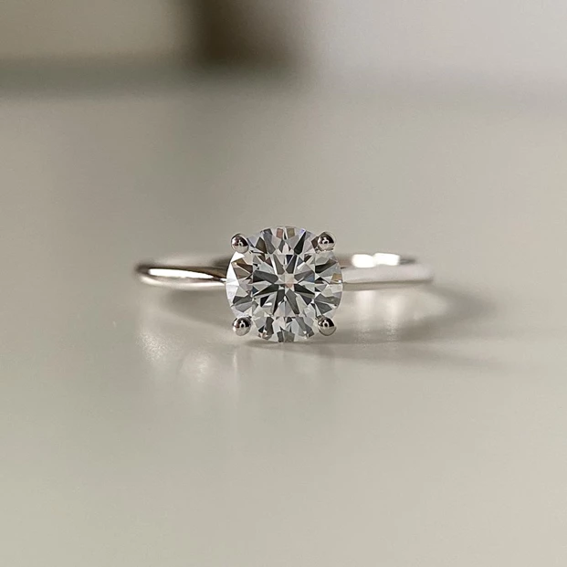0.98ct Lab-Grown Round Brilliant Carys Diamond Ring in 18K White Gold