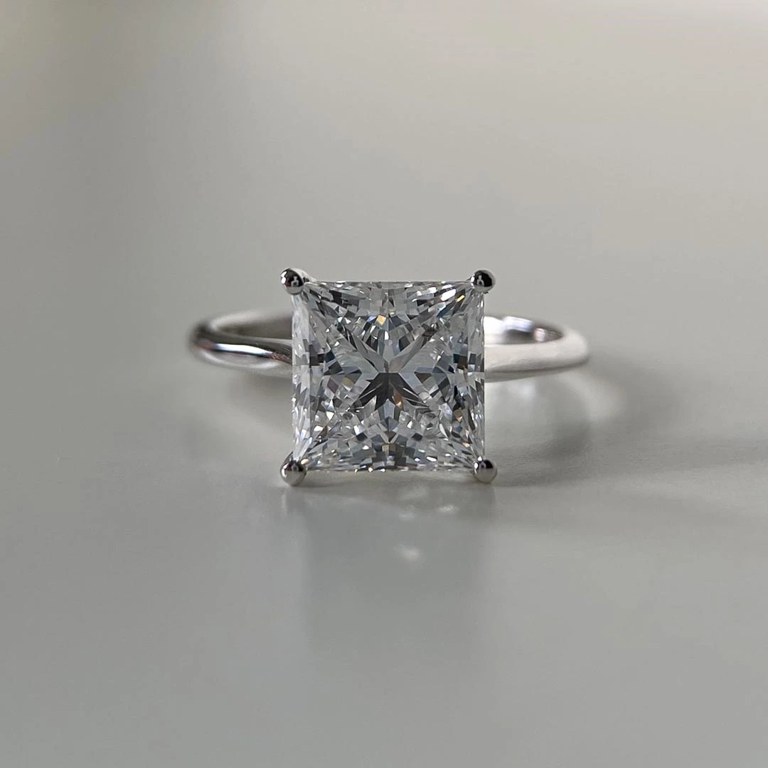 2.89ct Lab-Grown Princess Carys Diamond Ring in 18K White Gold