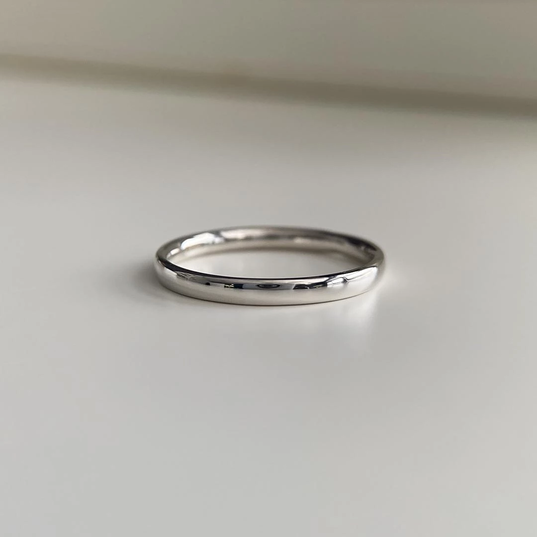 9K White Gold 2mm Traditional Court Light Weight Wedding Ring