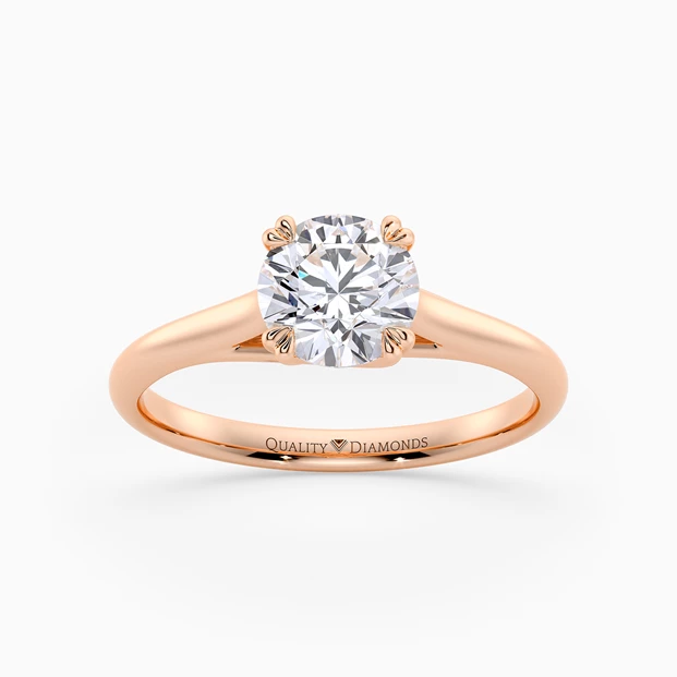 Round Brilliant Amore Diamond Ring in 18K Rose Gold