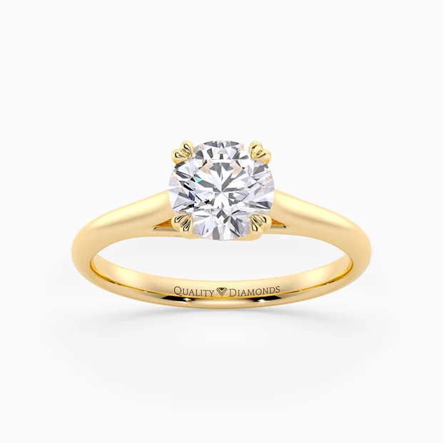 Round Brilliant Amore Diamond Ring in 18K Yellow Gold