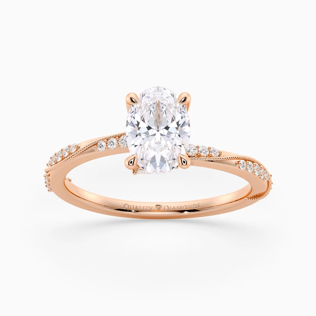Diamond Set Oval Aracelli Diamond Ring in 18K Rose Gold