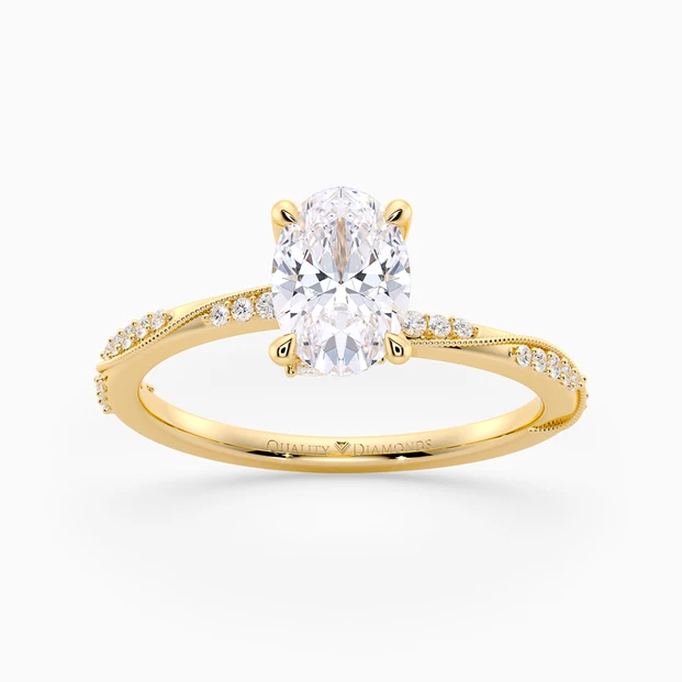 Diamond Set Oval Aracelli Diamond Ring in 18K Yellow Gold